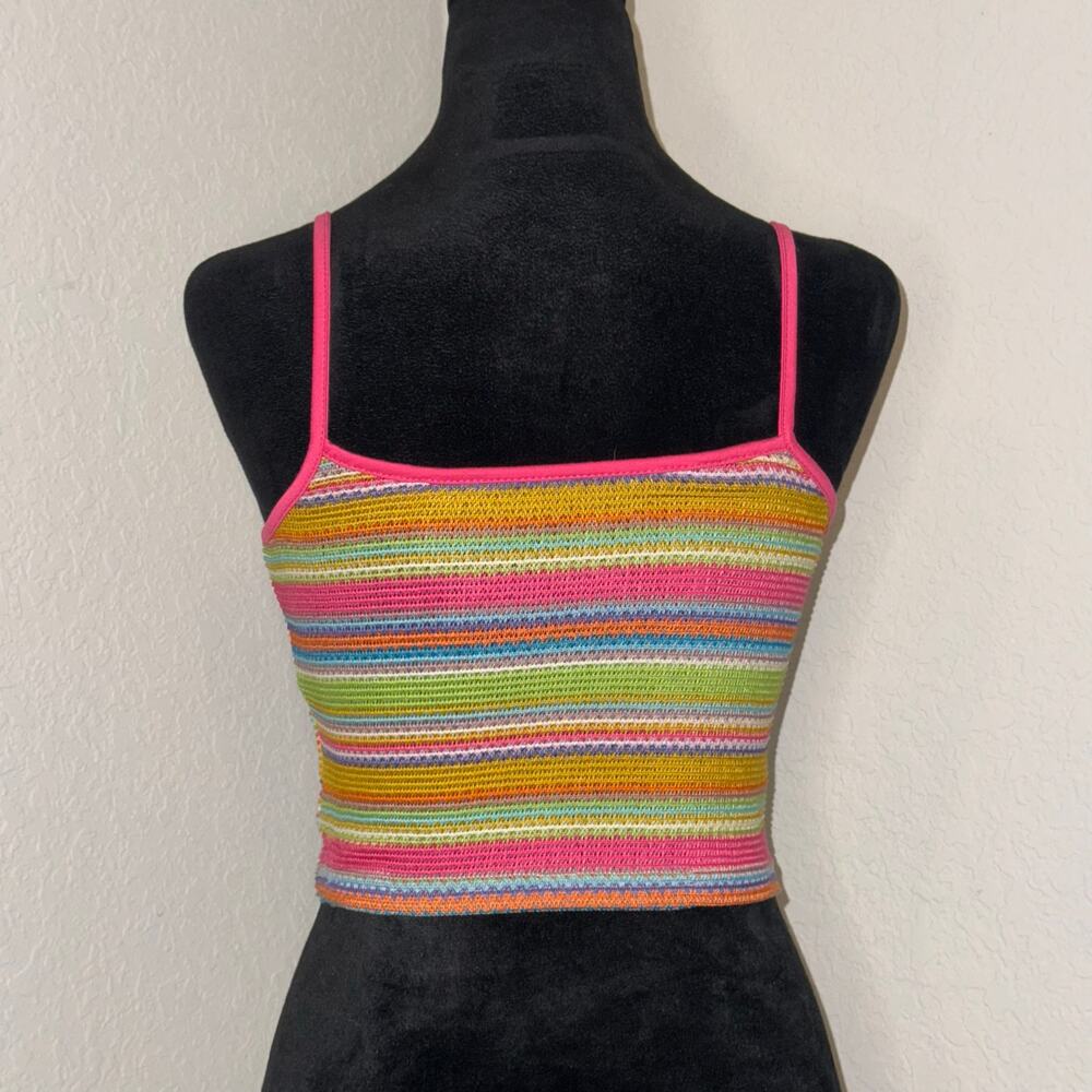 Shein Rainbow Knit Cropped Tank Top Women's Size XS Boho Summer Preppy - Picture 3 of 7